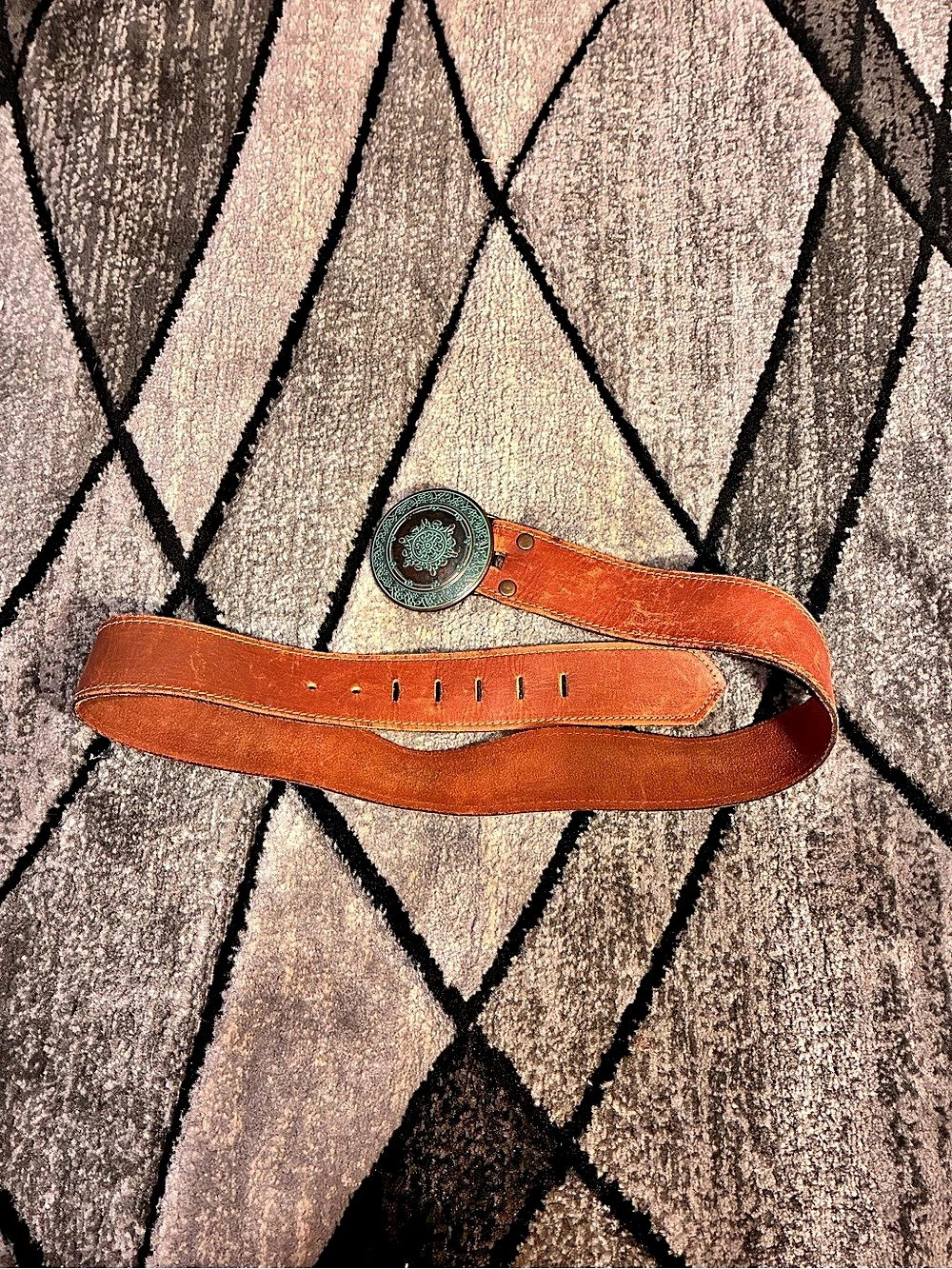 Shag Brown Leather Belt Waist 32